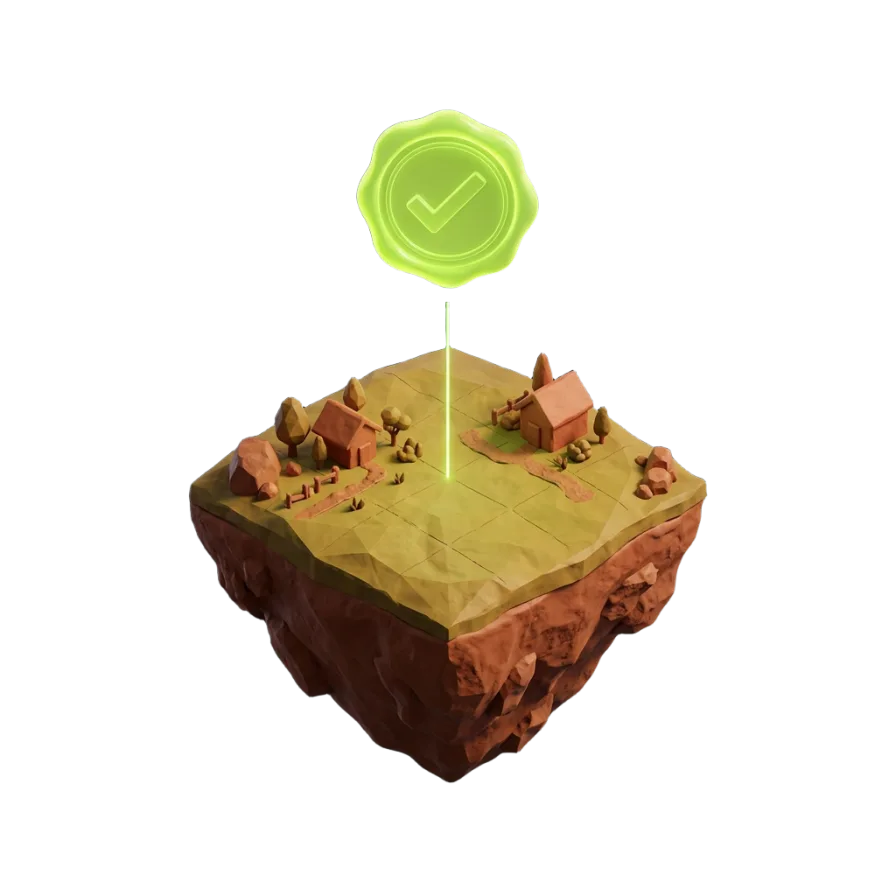 Land parcel with a verification seal